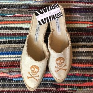 Stubbs & Wootton Skull Espadrille Linen Slide 7.5